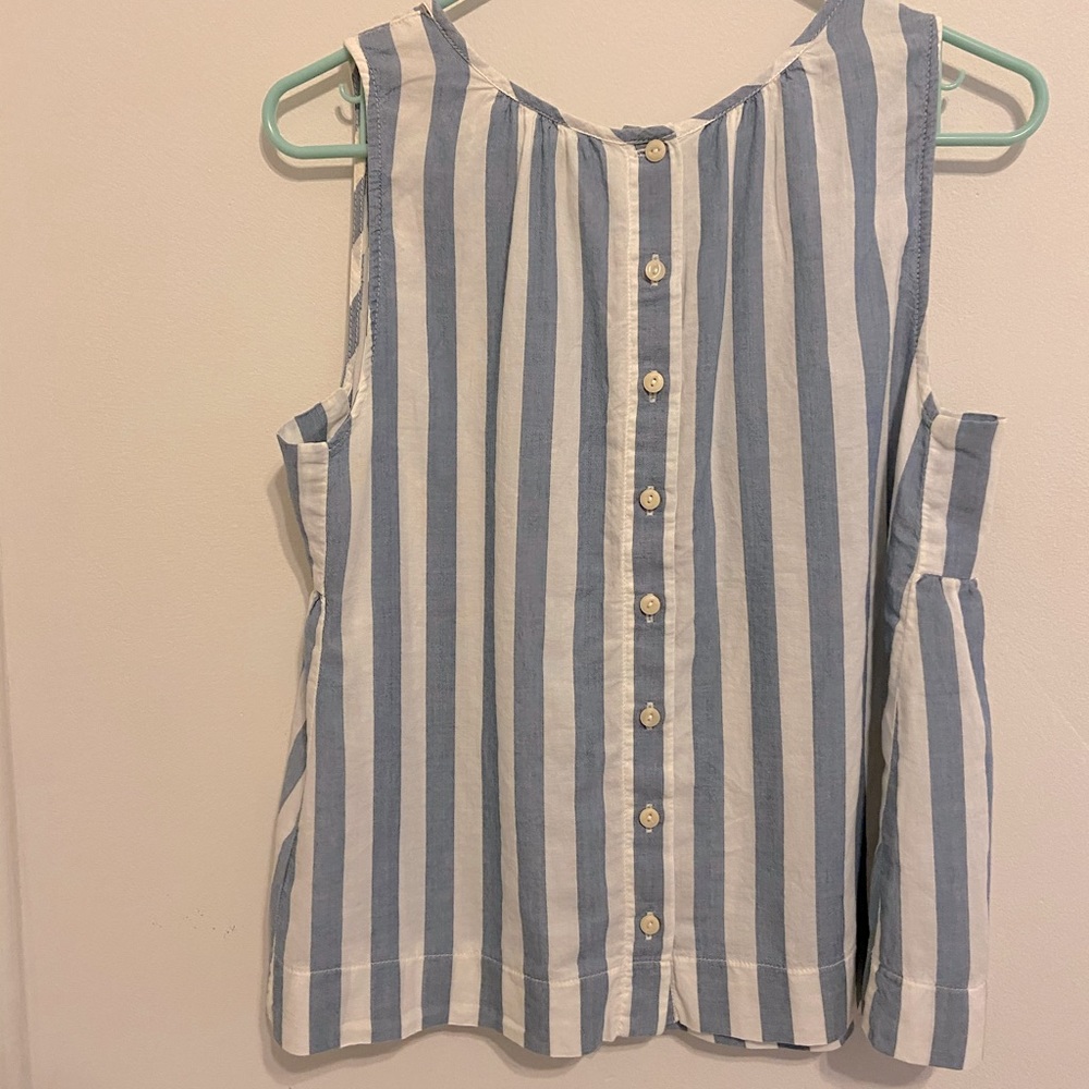 Madewell Button Stripe Tank, Blue & White